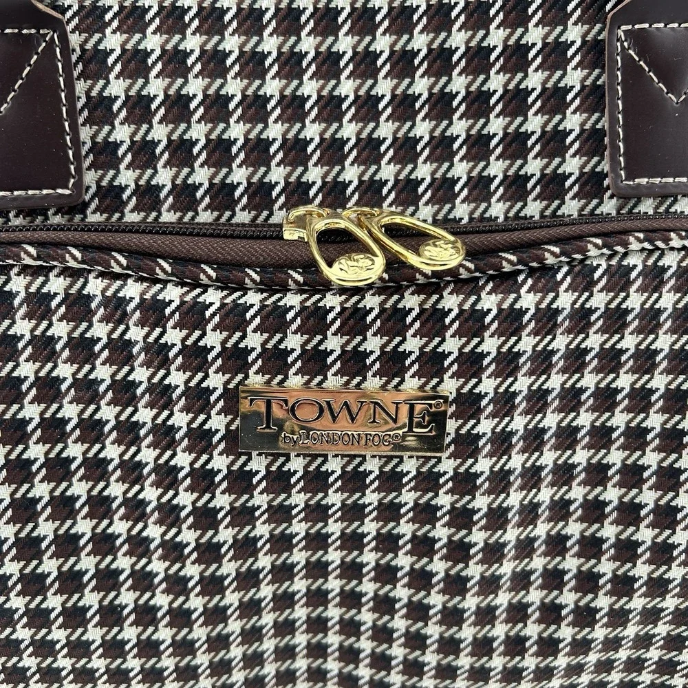 Towne London Fog Travel Duffel Bag Houndstooth Carry On Weekender Cabin Bag NWOT